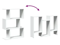Librería divisor 3 niveles madera ingeniería blanco 70x24x97 cm