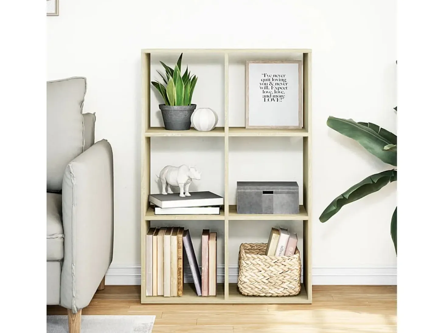 Librería divisor madera ingeniería roble Sonoma 69,5x29x103,5cm
