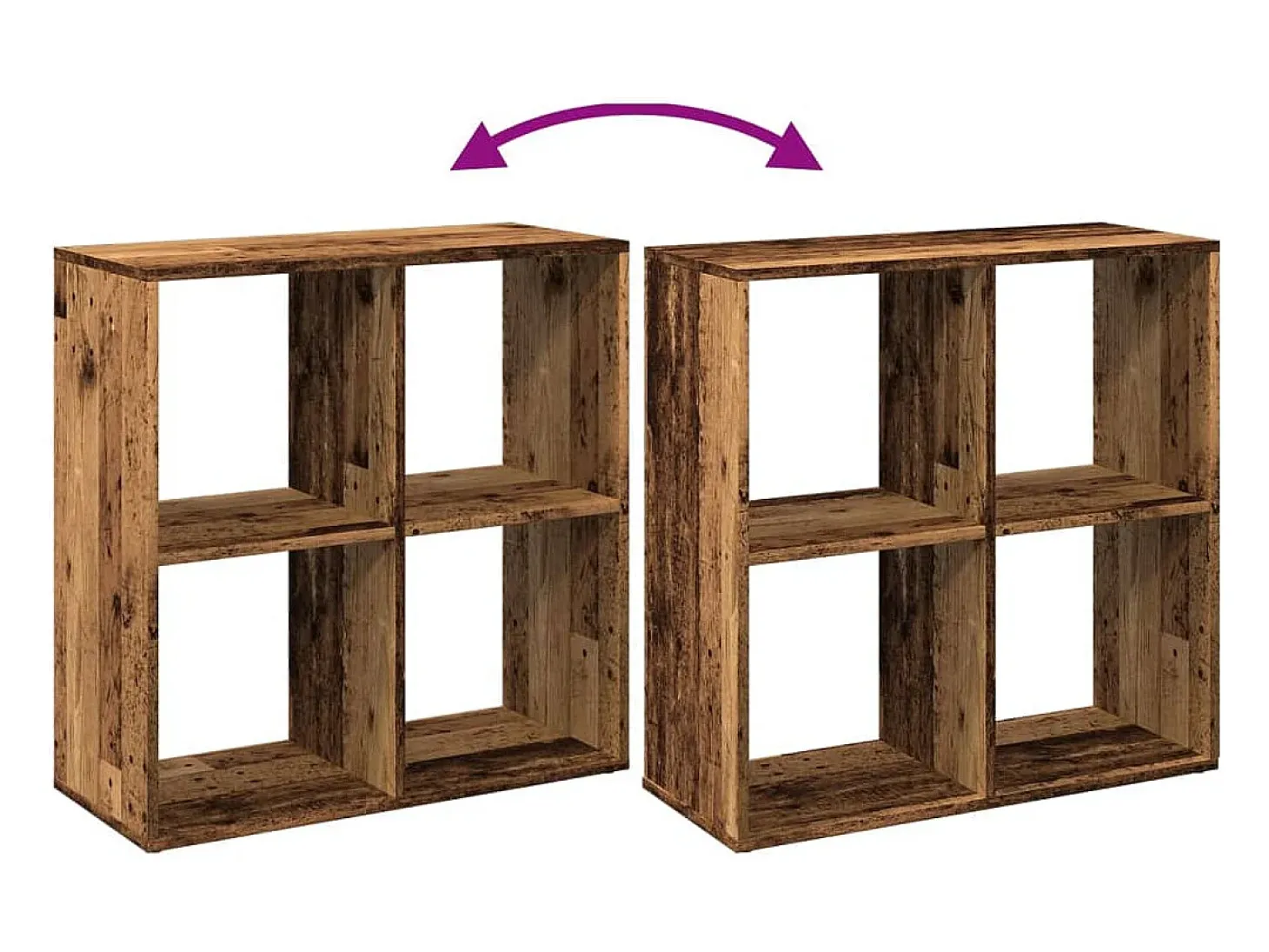 Librería divisor madera ingeniería envejecida 69,5x29x69,5 cm