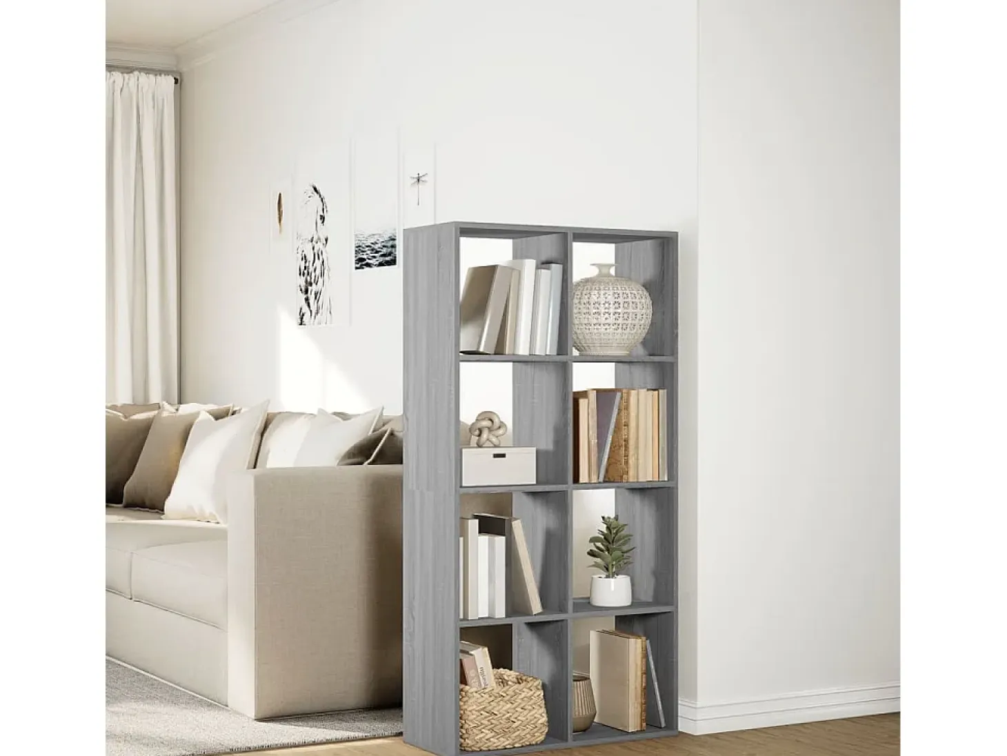 Librería divisor madera ingeniería gris Sonoma 69,5x29x137,5 cm