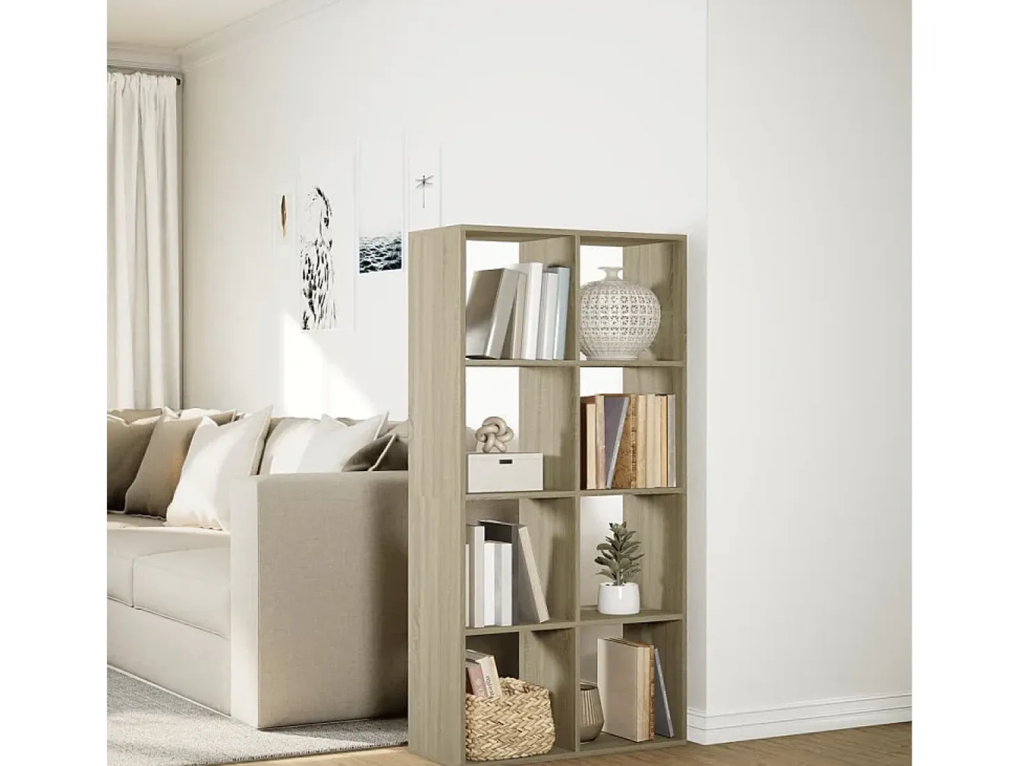 Librería divisor madera ingeniería roble Sonoma 69,5x29x137,5cm