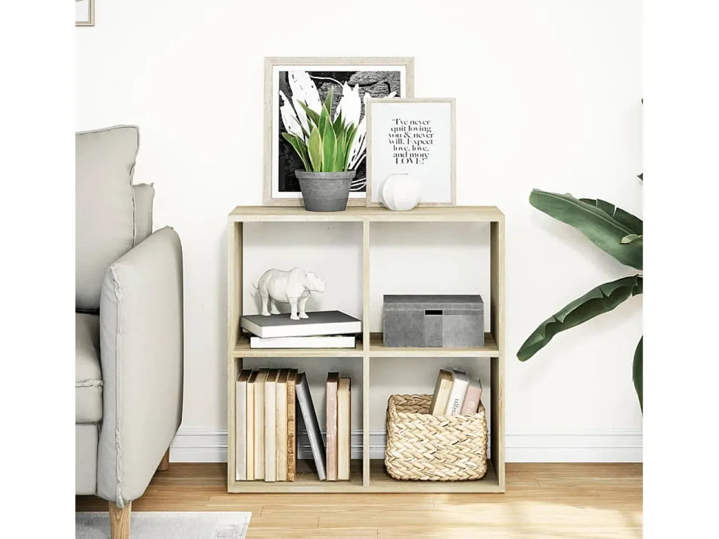 Librería divisor madera ingeniería roble Sonoma 69,5x29x69,5 cm