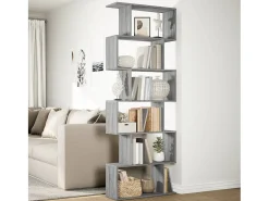 Librería divisora 6 niveles madera gris Sonoma 70x24x193 cm