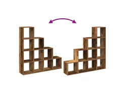 Librería divisora 4 niveles madera envejecida 131,5x29x131,5 cm