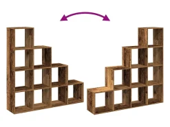 Librería divisora 4 niveles madera envejecida 131,5x29x131,5 cm