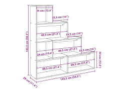 Librería divisora 4 niveles madera Sonoma 143,5x29x143,5 cm