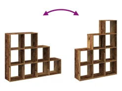 Librería divisora 3 niveles madera envejecida 137,5x29x103,5 cm