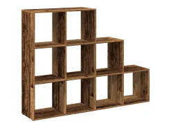 Librería divisora 3 niveles madera envejecida 137,5x29x103,5 cm