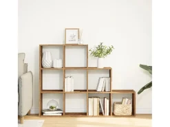 Librería divisora 3 niveles madera envejecida 137,5x29x103,5 cm