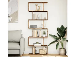 Librería divisora 6 niveles madera envejecida 70x24x193 cm