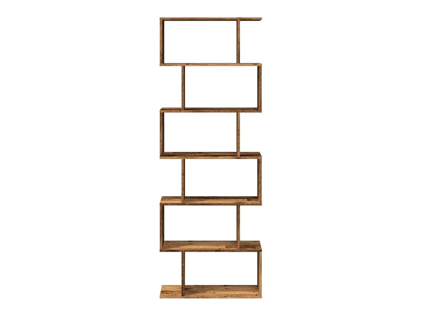 Librería divisora 6 niveles madera envejecida 70x24x193 cm