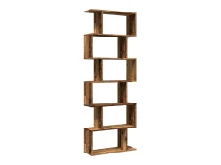Librería divisora 6 niveles madera envejecida 70x24x193 cm