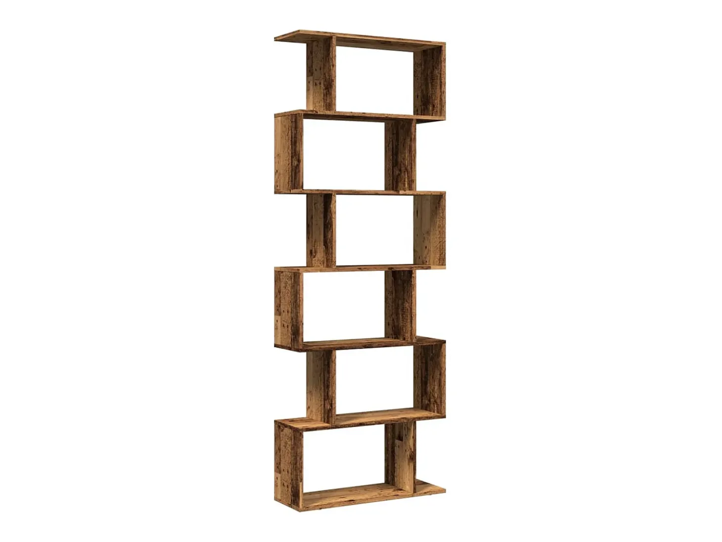 Librería divisora 6 niveles madera envejecida 70x24x193 cm