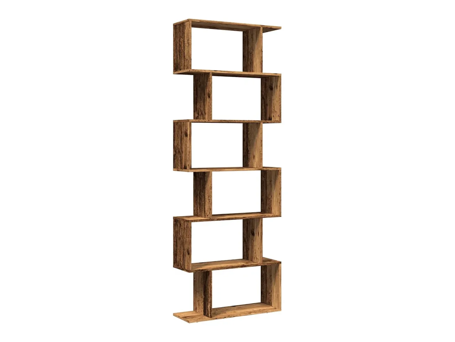 Librería divisora 6 niveles madera envejecida 70x24x193 cm