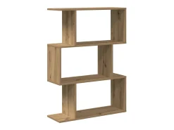 Librería divisora 3 niveles madera roble artisan 70x24x97 cm