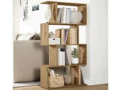 Librería divisora 4 niveles madera roble artisan 70x24x129 cm