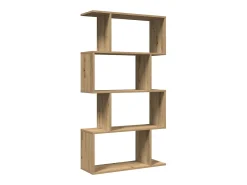Librería divisora 4 niveles madera roble artisan 70x24x129 cm