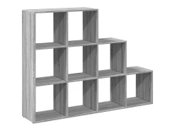Librería divisora 3 niveles madera gris Sonoma 137,5x29x103,5cm