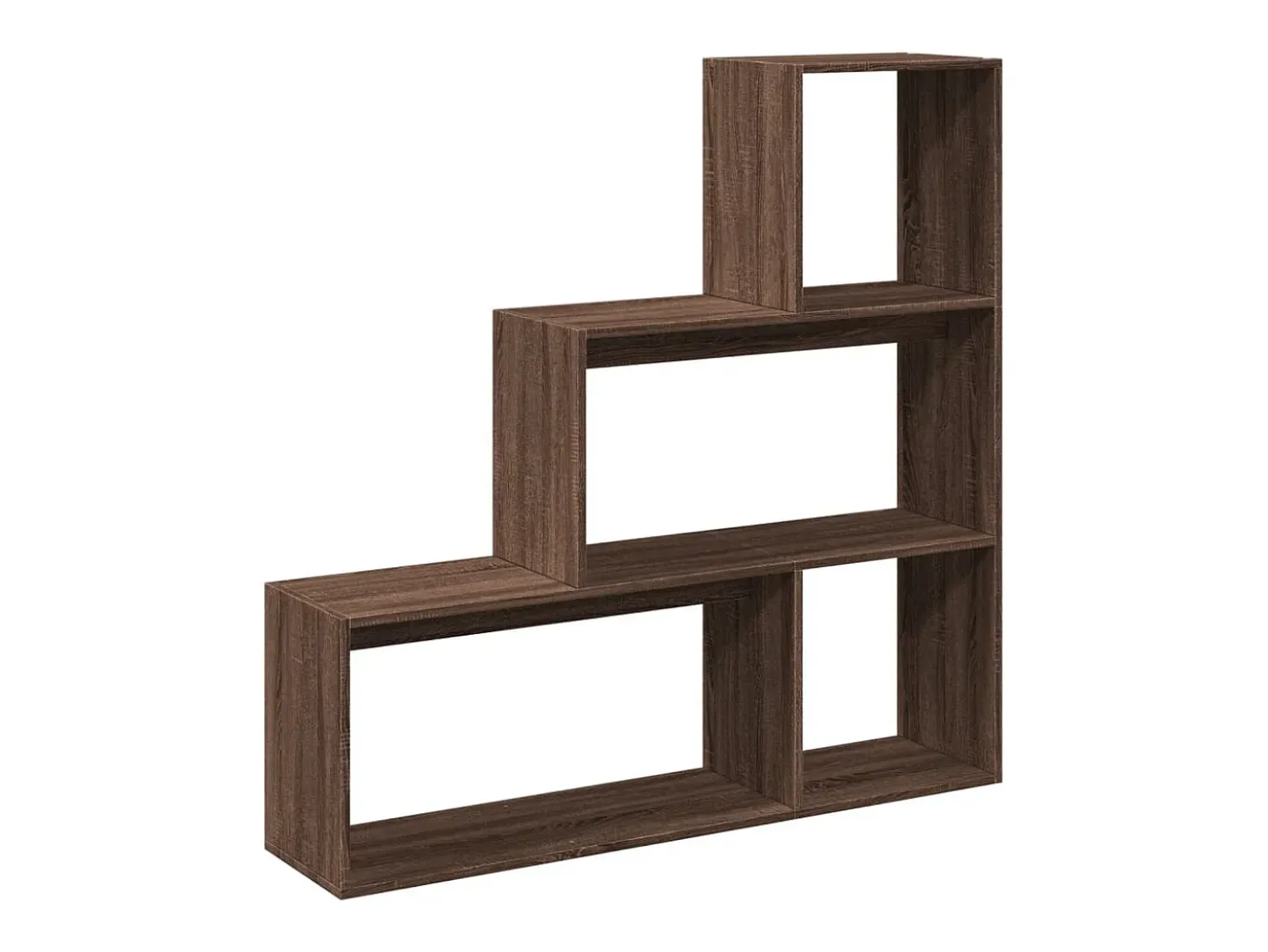 Librería divisora 3 niveles madera marrón roble 123x29x123 cm