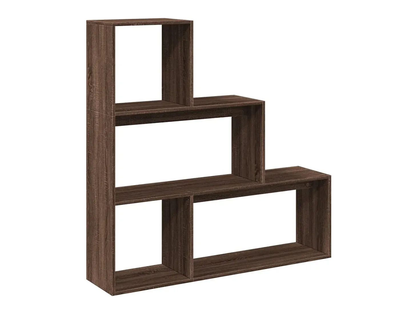 Librería divisora 3 niveles madera marrón roble 123x29x123 cm