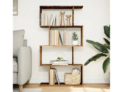 Librería divisora 4 niveles madera envejecida 70x24x129 cm