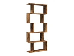 Librería divisora 5 niveles madera envejecida 70x24x161 cm