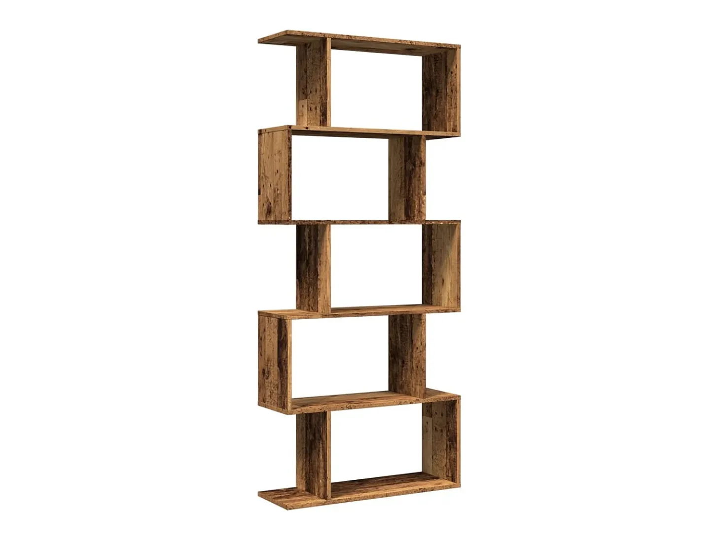 Librería divisora 5 niveles madera envejecida 70x24x161 cm
