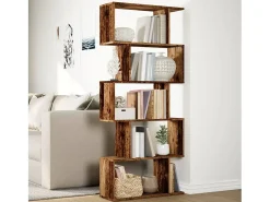 Librería divisora 5 niveles madera envejecida 70x24x161 cm