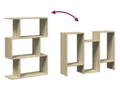 Librería divisora 3 niveles madera roble Sonoma 70x24x97 cm