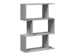 Librería divisora 3 niveles madera gris Sonoma 70x24x97 cm