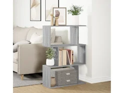Librería divisora 3 niveles madera gris Sonoma 70x24x97 cm