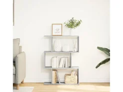 Librería divisora 3 niveles madera gris Sonoma 70x24x97 cm