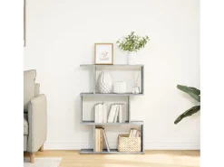 Librería divisora 3 niveles madera gris hormigón 70x24x97 cm