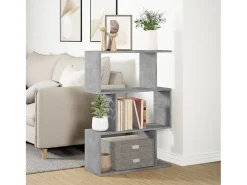 Librería divisora 3 niveles madera gris hormigón 70x24x97 cm