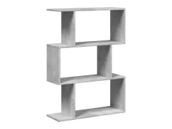 Librería divisora 3 niveles madera gris hormigón 70x24x97 cm