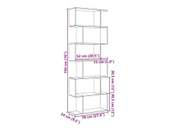 Librería divisora 6 niveles madera roble artisan 70x24x193 cm
