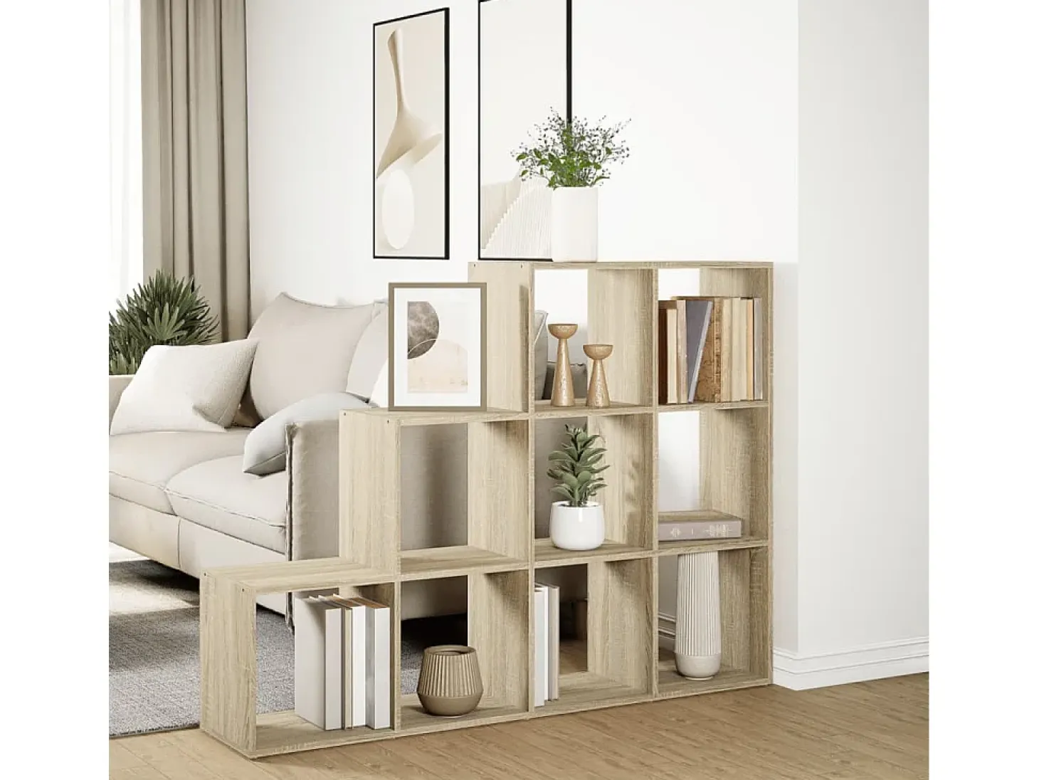 Librería divisora 3 niveles madera Sonoma 137,5x29x103,5 cm