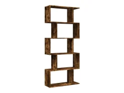 Librería divisora 5 niveles madera roble ahumado 70x24x161 cm