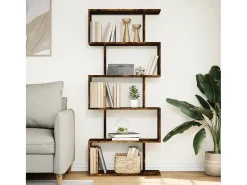Librería divisora 5 niveles madera roble ahumado 70x24x161 cm