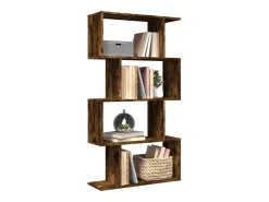 Librería divisora 4 niveles madera roble ahumado 70x24x129 cm