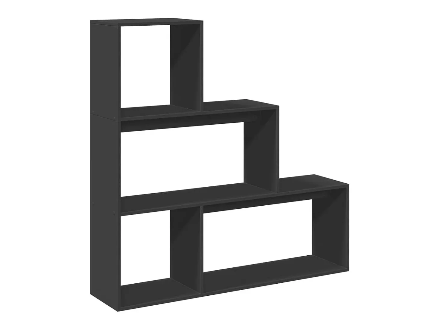 Librería divisora 3 niveles madera negro 123x29x123 cm