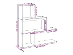 Librería divisora 3 niveles madera negro 123x29x123 cm