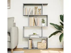 Librería divisora 4 niveles madera gris hormigón 70x24x129 cm