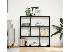Librería divisora madera de ingeniería negra 102x29x103,5 cm