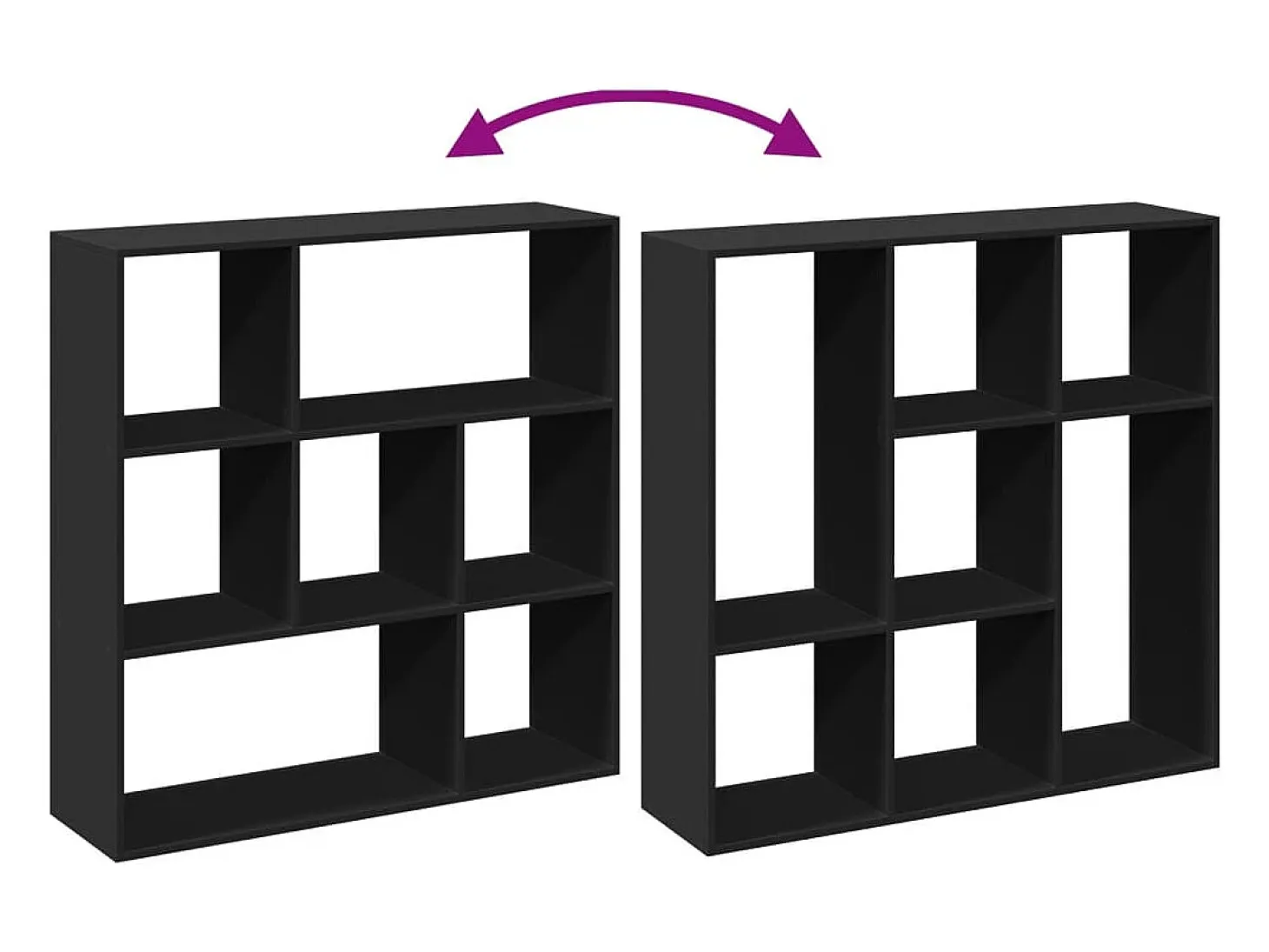 Librería divisora madera de ingeniería negra 102x29x103,5 cm