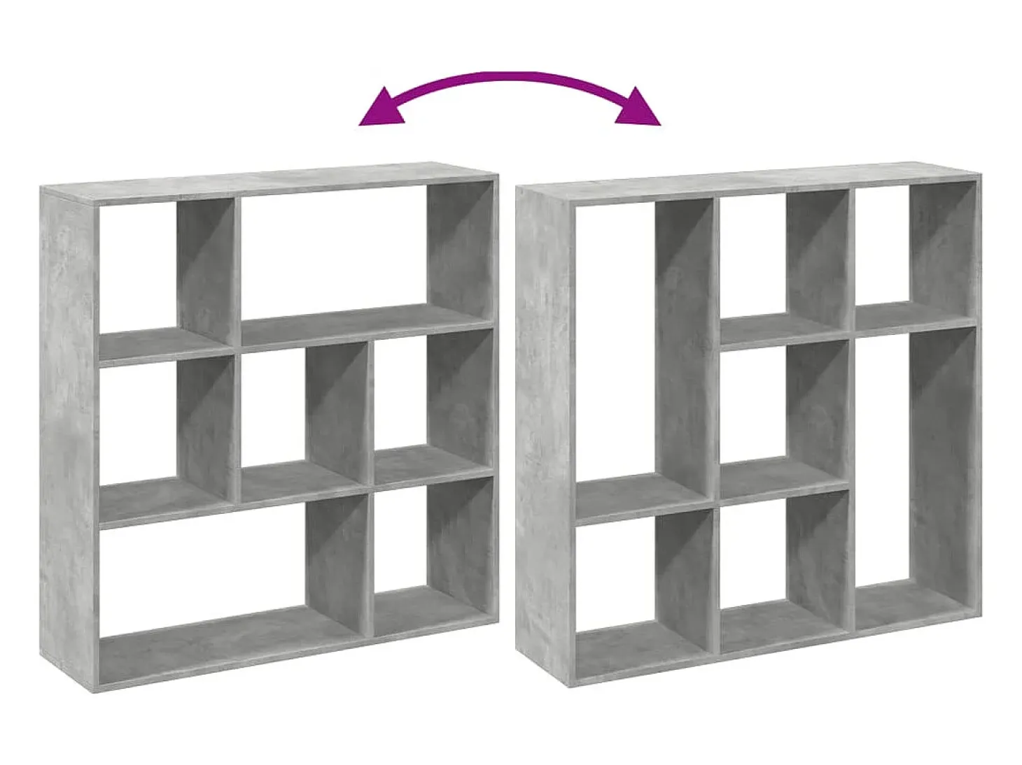 Librería divisora madera gris hormigón 102x29x103,5 cm