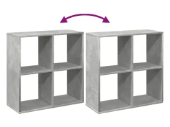 Librería divisora madera gris hormigón 69,5x29x69,5 cm