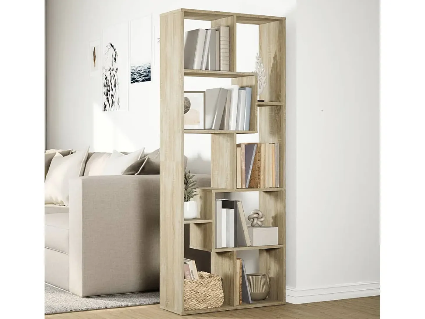 Librería divisora madera ingeniería roble Sonoma 67x25x161,5 cm