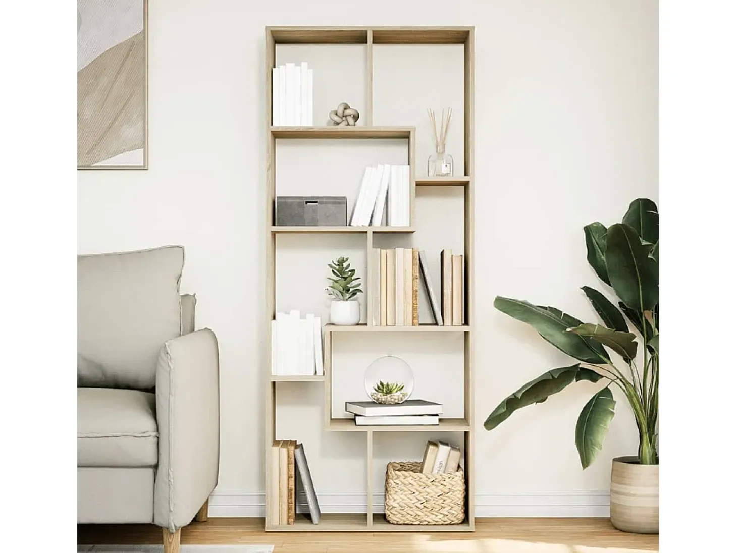Librería divisora madera ingeniería roble Sonoma 67x25x161,5 cm
