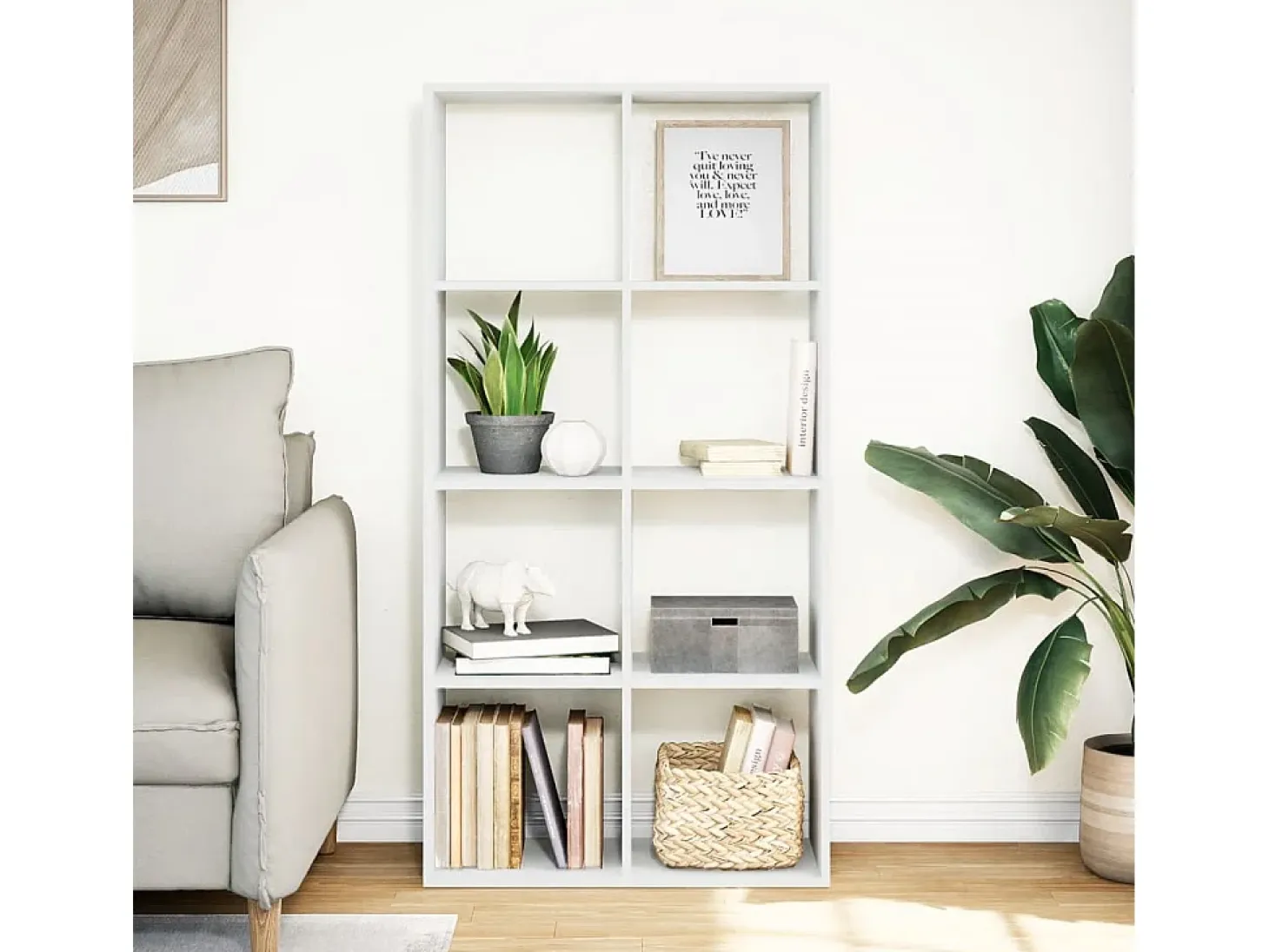 Librería divisora madera ingeniería blanco 69,5x29x137,5 cm